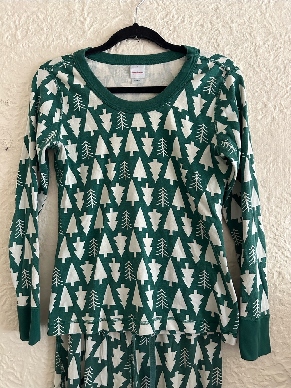 Hanna Andersson Long John Pajama Top Winter Green Trees Ladies Medium Christmas